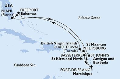 MAARTEN), ROAD TOWN (BRITISH VIRGIN ISLANDS), FREEPORT (GRAND BAHAMA), MIAMI (USA) ITINERARIO PREZZO A PERSONA IN CABINA DOPPIA