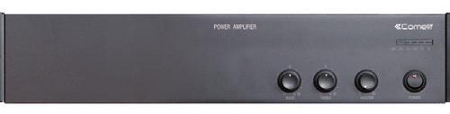 Lo stadio di potenza dispone di 2 amplificatori in classe D da 250W al servizio dei canali voce e musica e la sezione di uscita dei diffusori è composta da 6 zone separate, con regolazione di volume