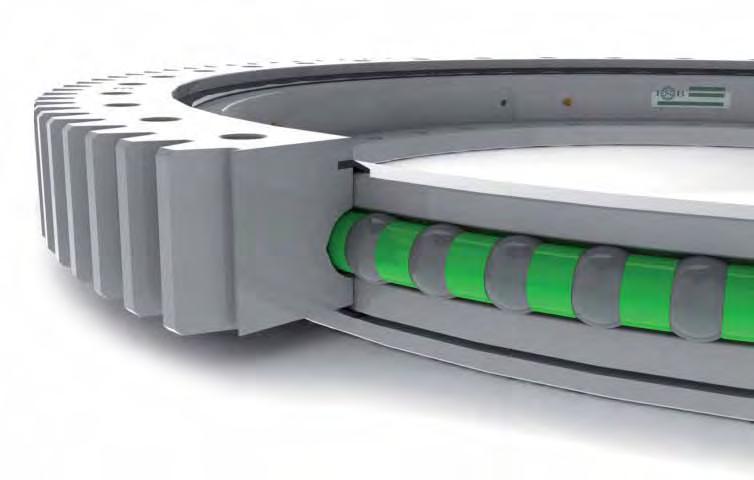 APPLICAZIONI E TECNOLOGIA - APPLICATIONS & TECNOLOGY Componenti standard di un cuscinetto di base Standard components of a slewing bearing Marcatura soft spot Soft spot marking Anello esterno Outer