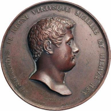 392 Medaglia 1830 - Per l assunzione al trono di Re Ferdinando II di Borbone - Testa del Re a d.
