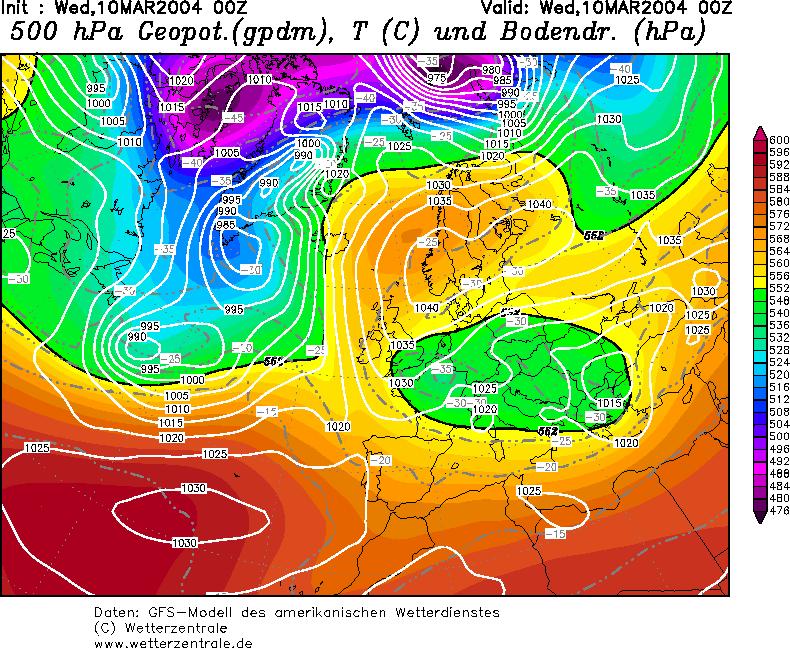 Thickness 1000/500 hpa