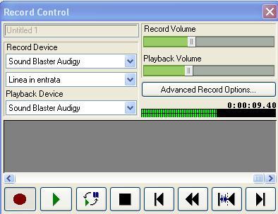 8 Dobbiamo fare riconoscere la nostra scheda audio alla voce <Record Device,> agendo sul tasto a discesa,scegliamo la nostra scheda audio Lo stesso lo