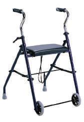 prodotto 17190 Rollator pieghevole con seduta e schienale imbottiti in materiale plastico, cestino porta oggetti, impugnature ergonomiche regolabili in altezza, due ruote anteriori piroettanti e due