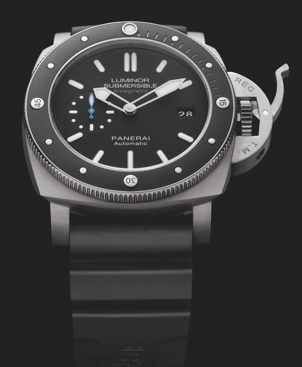 AMAGNETIC 3 DAYS AUTOMATIC TITANIO 47mm GRAZIE AD UNA CASSA INTERNA IN FERRO DOLCE, IL NUOVO SUBMERSIBLE PANERAI HA UN ELEVATISSIMA RESISTENZA AI CAMPI MAGNETICI.