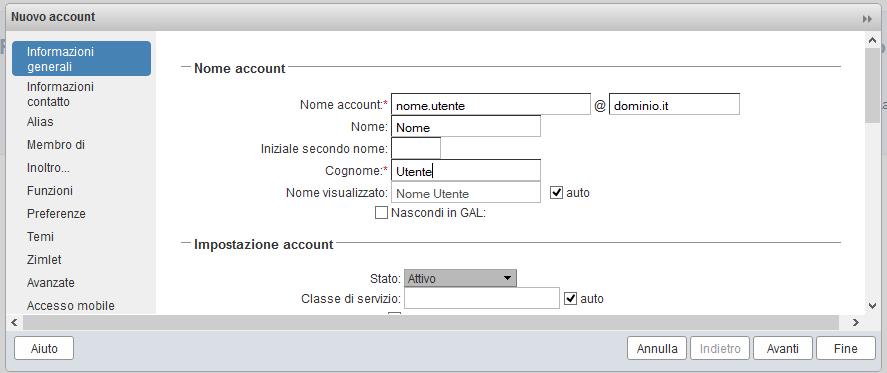 52 di 59 -creare una password momentanea da far modificare in seguito all utente Aggiungere