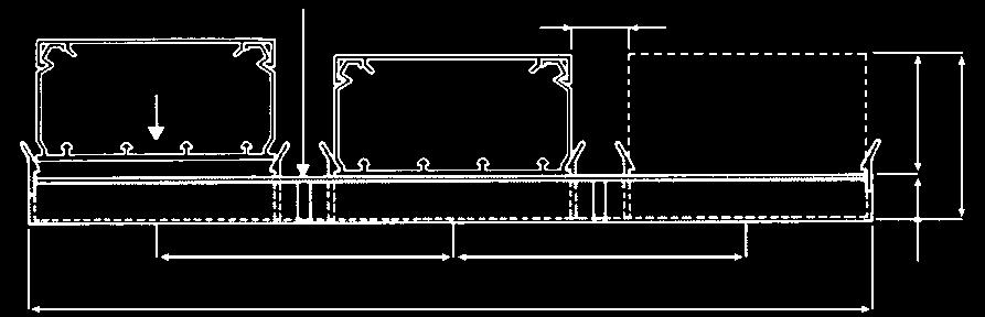 (vedi tabella) e sollevati dal pavimento (Fig. 1).Nel caso di posa di uno o due canali tagliare i distanziatori (Fig. 1). N.B. I canali non vanno forati.