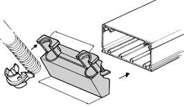 Per chiudere il canale, con possibilità di derivazione di tubi flessibili: - Inserire il tappo sul canale fissandolo con viti e accostare