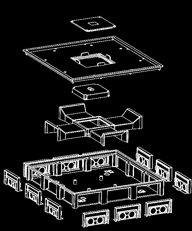 Dimensioni/Dimensions: 100x63 mm Si monta a scatto in corrispondenza dei fori sulle pareti laterali del box HG100.