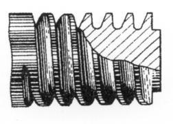 Figura 19 Filettatura a denti di sega Le norme UNI 127 e 128 (del 1928, ritirate e non sostituite) unificavano le filettature a denti di sega normale e fine, rispettivamente indicate con SgN e SgR.