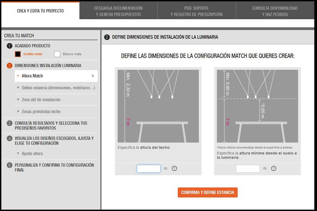 2-DEFINISCI LE DIMENSIONI DELL'INSTALLAZIONE DELLA LAMPADA 2.