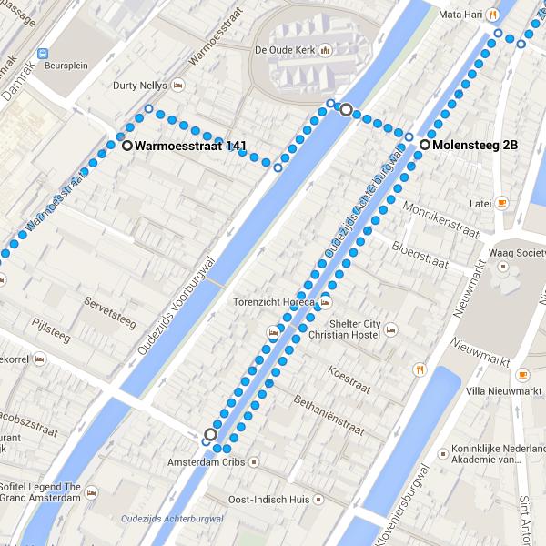 2/6/2014 Google Maps 5. Procedi in direzione nordest su Warmoesstraat verso Sint Annenstraat 32 m 6. Svolta a destra e imbocca Sint Annenstraat 110 m 7.