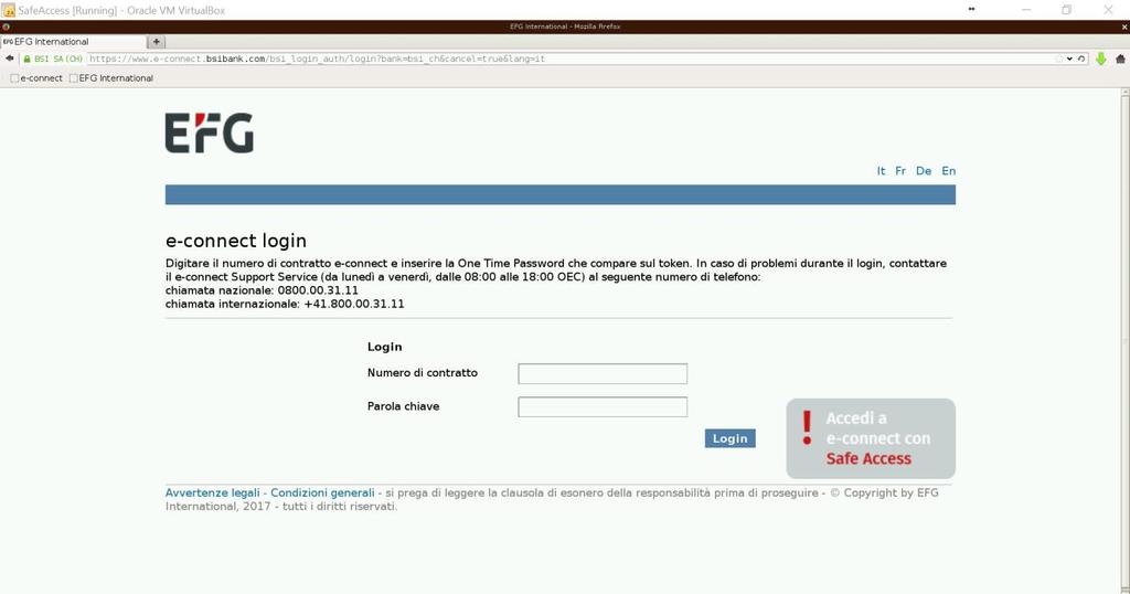 Nota: la prima volta che verrà eseguito Safe Access, la configurazione iniziale durerà alcune decine di secondi.