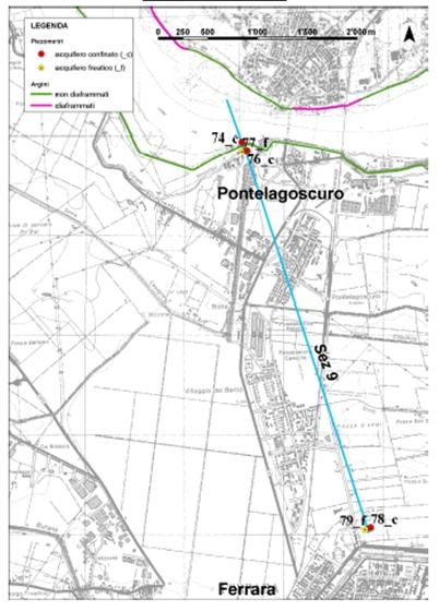 A tal fine è stata realizzata una apposita rete di monitoraggio, costituita da 39 piezometri istallati nell inverno 2010 2011, distribuiti nel tratto di fiume tra Boretto (Re) e Ro Ferrarese (Fe).