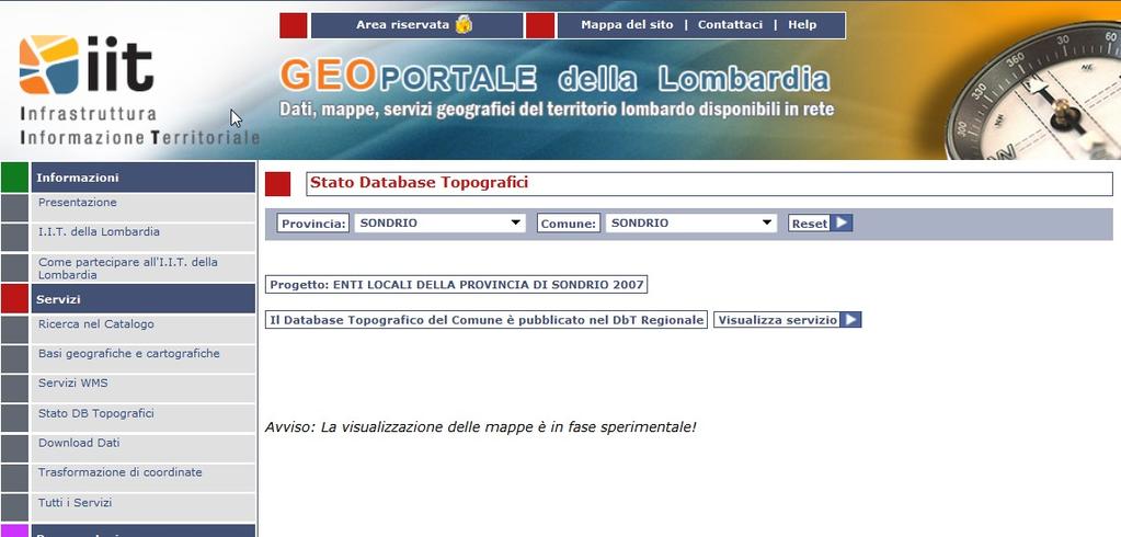 Stato dei db topografici Scegliendo la