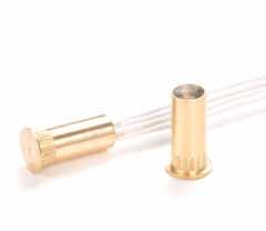 CONTATTI DA INCASSO FLUSH CONTACTS KOC11/A CONTATTI PER AVVOLGIBILI CONTACT FOR ROLLER SHUTTERS SPT1 SPT2 Contatto magnetico cilindrico in ottone da incasso con reed elettroisolato.