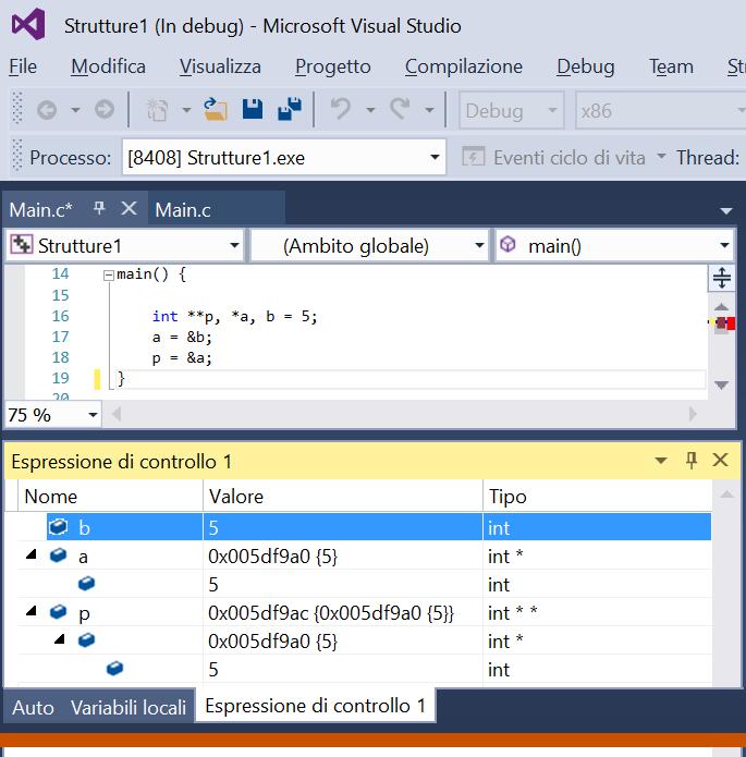 Concetto di doppio puntatore (puntatore a puntatore) (2) main(){ int **p,*a, b=5; a = &b; p = &a; printf("quanto vale il