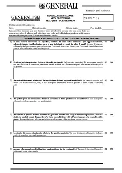 Sei in Salute Alta Protezione Presta Attenzione a Compilazione Questionario Medico.