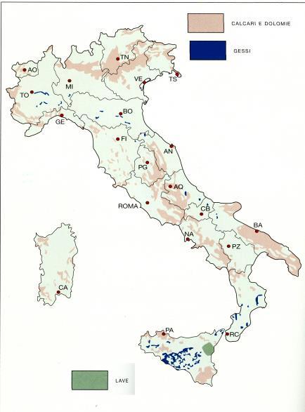 La superficie carsificabile in Italia È pari al 27% della sup.