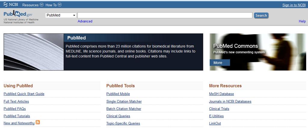 Come collegarsi a PubMed http://www.ncbi.nlm.nih.gov/entrez/query.fcgi oppure www.pubmed.