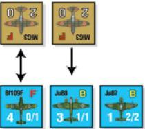 11.0 Esempi dettagliati di gioco 11.1 Esempi di Missione Aerea NOTA: Il numero Massimo di unità aeree che i due giocatori possono assegnare a qualsiasi missione aerea è 3.