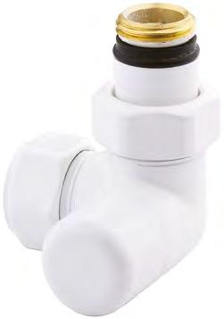 Total White angle radiator valve with thermostatic option Detentore