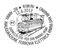 489 Si rende noto che, su richiesta del Circolo Filatelico Tres Tabernae di Cisterna di Latina (LT), in occasione dell 80 anniversario dell Inaugurazione della ferrovia elettrica Rimini San Marino,