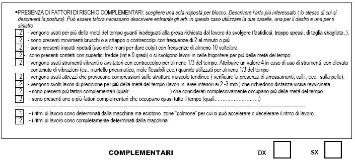 PRESENZA DI ATTIVITA LAVORATIVE CON USO RIPETUTO DI FORZA DELLE MANI/BRACCIA (ALMENO UNA VOLTA OGNI POCHI CICLI DURANTE TUTTA L OPERAZIONE O COMPITO ANALIZZATO) : SI NO Possono essere barrate più