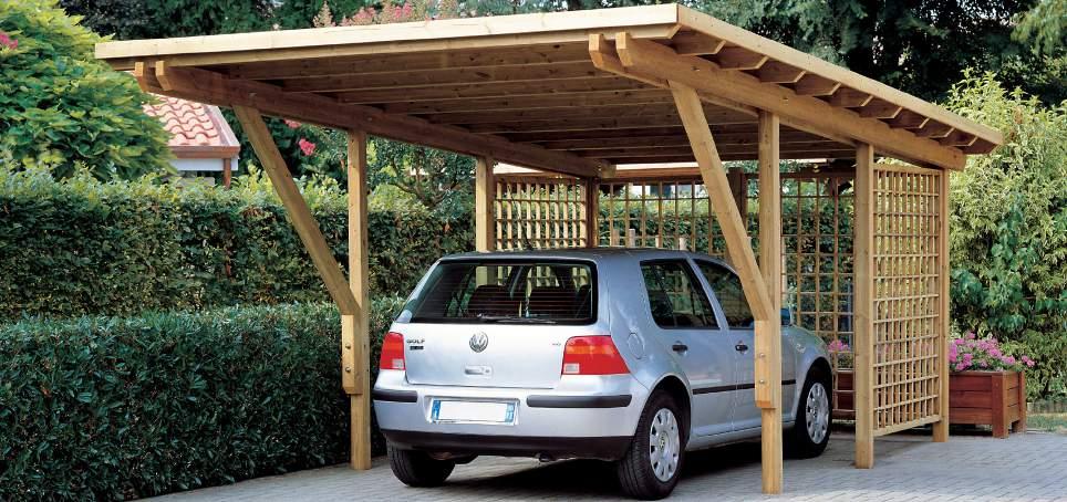 carport maxi con puntone lamellare, completato con il realtivo kit