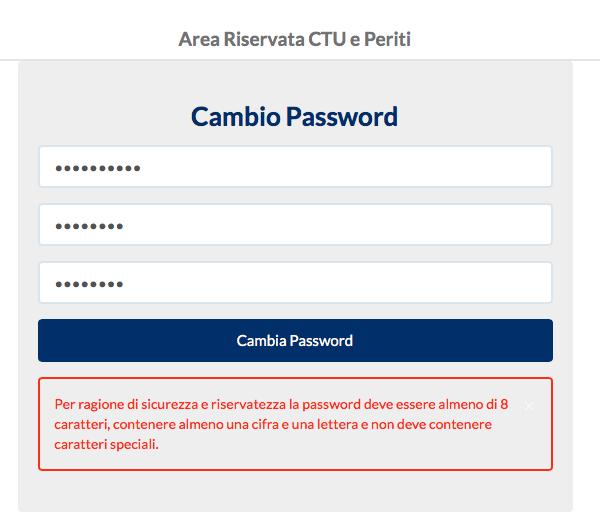 Tribunale, ti verrà richiesto l aggiornamento della password generata automaticamente con una di tua scelta.