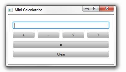 JavaFX : Eventi - risultato Il risultato dovrebbe essere il seguente: Abbiamo utilizzato un unico gestore di evento per