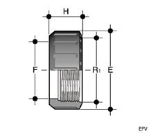 3/4 63 16 98 74 38 120 EFV234 3 1/2 75 10 120 93 45 198 EFV312 4 90 10 135 106 52 278 EFV400 5 110 10 163 129 60 448 EFV500 F/BFV Pezzo fisso estremità femmina filettata BSP R R 1 PN L 1 Z g Codice