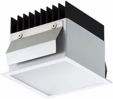 Technical/decorative recessed lighting with springs, available with optical elements for diffused light.