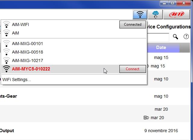 misure disponibili (Live Measures) e calibrazione scarico dati azzeramento e abilitazione/disabilitazione odometri 2 Collegamento al PC via Wi-Fi Il collegamento di MyChron5 al PC si può effettuare