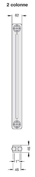Radiatori in acciaio ZEN 2 Radiatori tubolari in acciaio bianco RAL 9016 - Serie Charleston 2 colonne Resa termica WATT Δ T 50 W 2019 177 119 14,5 2019-001-1270-9016 14,545 2026 260 202 21,1