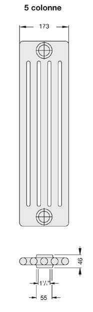 2 ZEN Radiatori in acciaio Radiatori tubolari in acciaio bianco RAL 9016 - Serie Charleston 4 colonne Resa termica WATT Δ T 50 W 4019 200 134 28,4 4019-001-1270-9016 19,999 4026 260 194 36,5