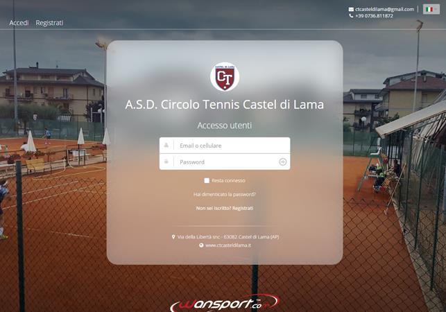 1. Collegamento al sito Collegarsi al sito http://ctcasteldilama.wansport.com/ Inserire la Email o il cellulare e la password per l accesso 2.