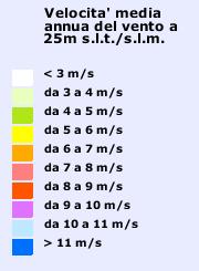 La collocazione del territorio comunale nel territorio regionale, oltre alla contenuta densità energetica della fonte eolica, come emerge dalla mappa di zonizzazione eolica di figura 2, rende