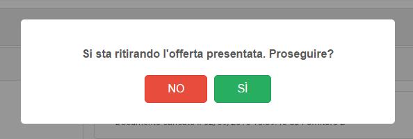 ritiro della busta presentata Il portale chiede conferma mediante un pop-up, cliccando su "Si", si procede con l annullamento dell offerta inviata Un apposito messaggio conferma l'avvenuto