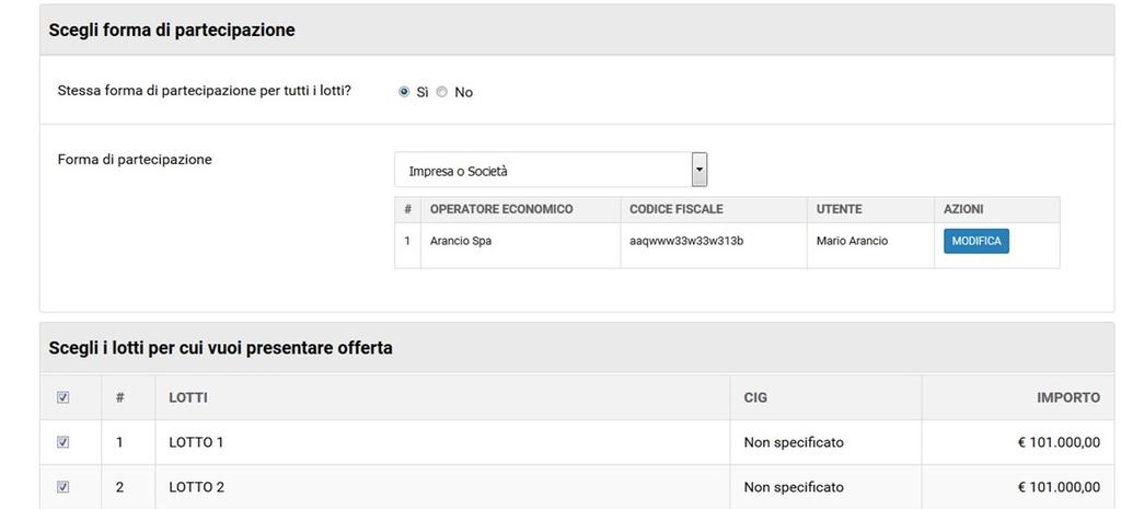 E possibile scegliere forme di partecipazione differenti per i diversi lotti (ad esempio si potrebbe decidere di partecipare come impresa singola per il lotto 1, come RTI costituendo per i lotti 2 e