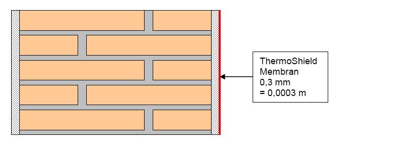 0,035 W/mK, d = 12 cm Membrana ThermoShield 0,3 mm = 0,0003 m Sistema 2 Membrana