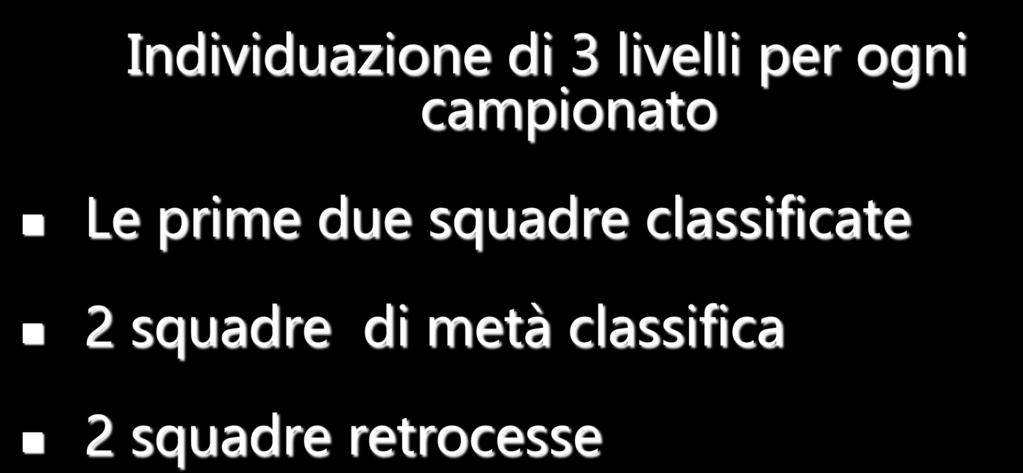 Individuazione di 3 livelli per