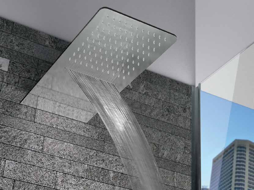 WELLNESS SOFFIONI - SHOWER HEADS SOFFIONI A PARETE - WALL SHOWER HEADS A565 Soffione doccia ultrapiatto 5mm, 50x25 cm, a parete in acciaio INOX lucidato a specchio.