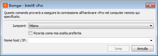 Per utilizzare il supporto tecnico Intel vpro, è necessario accedere al Jumpoint con Intel vpro abilitato e disporre delle autorizzazioni dell account utente Autorizzato a controllare un computer