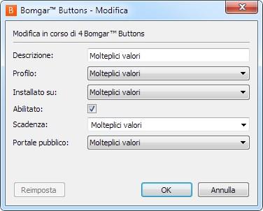 Installato su (Coda) Abilitato (Sì/No) Scadenza Portale pubblico Puoi anche Modificare i campi dinamici, Revocare un Bomgar Button, oppure Esportare le statistiche d'uso del Bomgar Button in un file