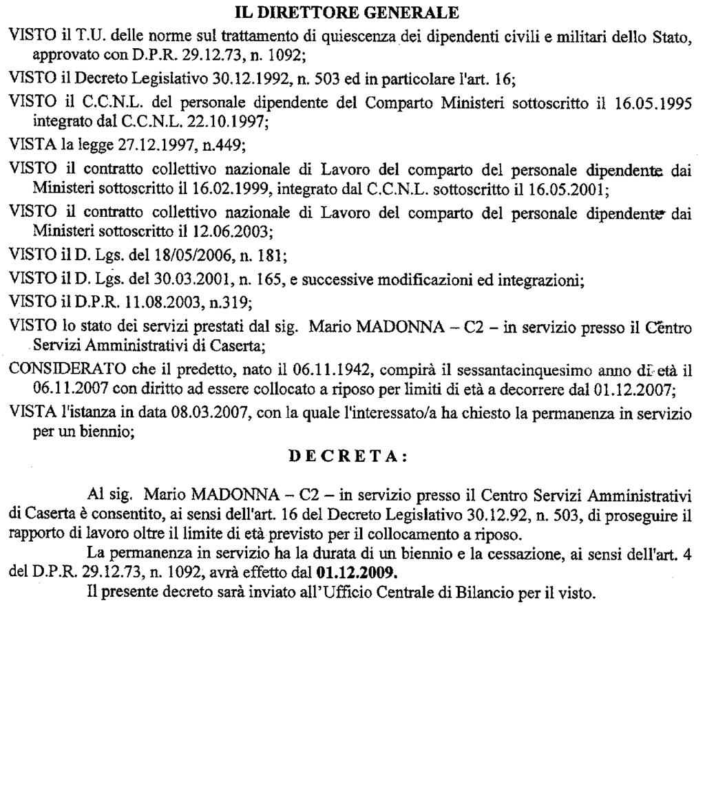 (D.D. 10 luglio 2007 - Visto e registrato all'ufficio centrale del