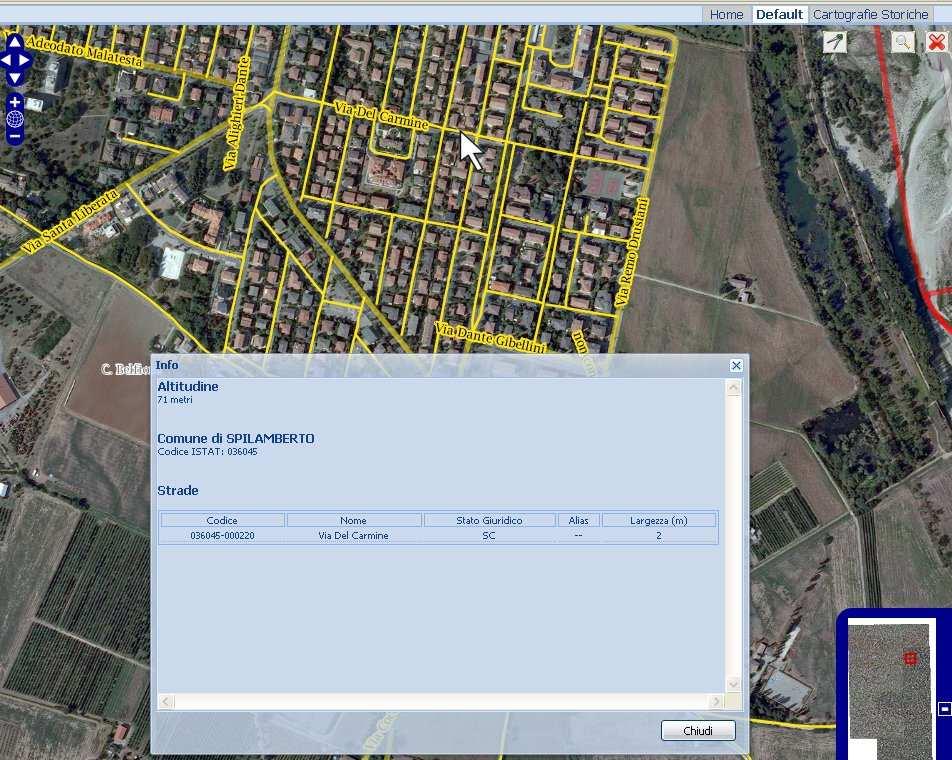 3. Interrogazione delle mappe I contenuti informativi associati alle mappe sono consultabili semplicemente agendo con il mouse sulla mappa stessa con un click singolo.