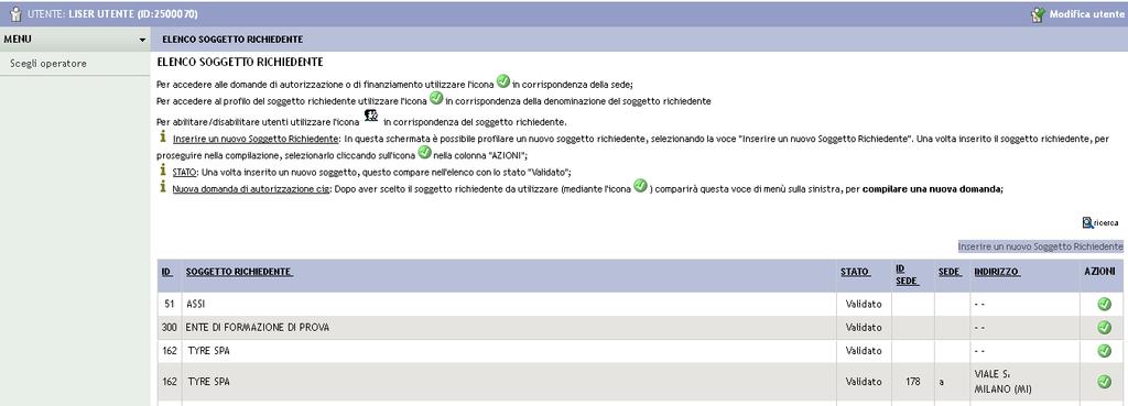 È necessario indicare il Codice Fiscale e l indirizzo e-mail dell utente che accede al servizio e non quello del Soggetto Richiedente per cui opera.