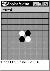 Appendice B - Othello come applet Il gioco dell'othello, detto anche Reversi, consiste in una scacchiera di 64 caselle, 8 x 8, su cui all'inizio si trovano quattro pedine, due nere e due bianche,