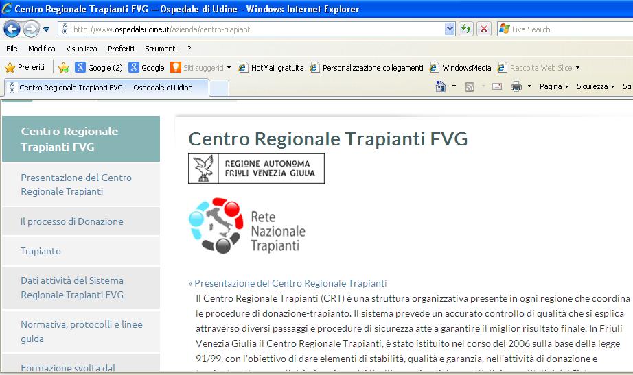 Sito web del CRT FVG