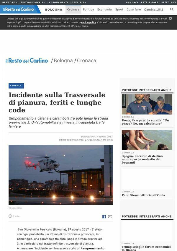 ilrestodelcarlino.it Cronaca Incidente sulla Trasversale di pianura, feriti e lunghe code Cronaca ilrestodelcarlino.